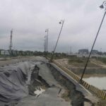 Lucknow: Road caves in near Ekana as rainwater seeps into sandy soil