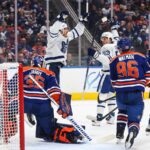 Nylander scores twice to reach 300 NHL goals as Maple Leafs rout Oilers 7-2
