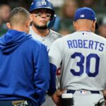 Dodgers hold out Miguel Rojas due to sore back. Ronald Acuña Jr. is starting in RF for Braves